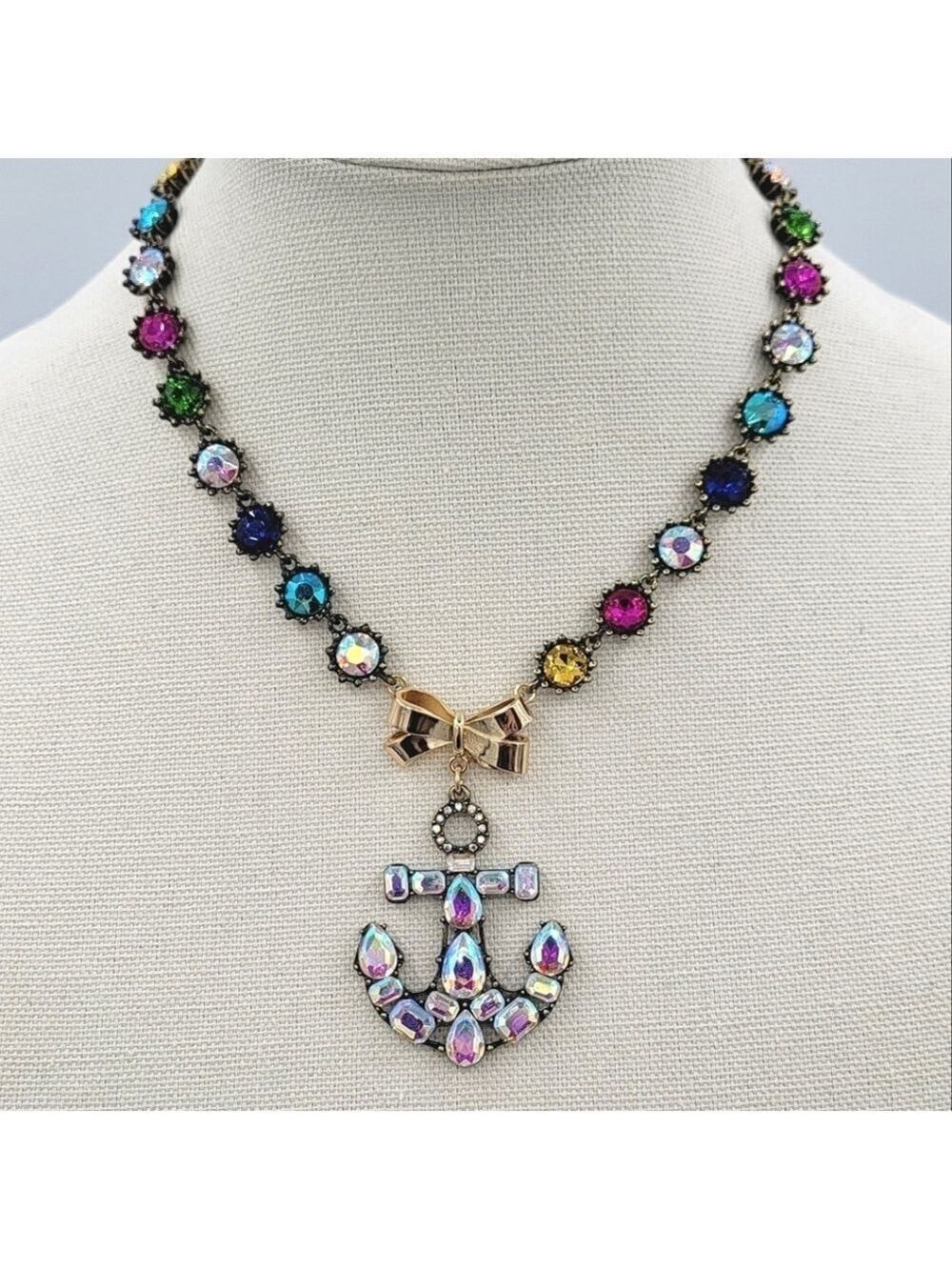 Betsey Johnson Necklace Anchor Crystal NWT #2381